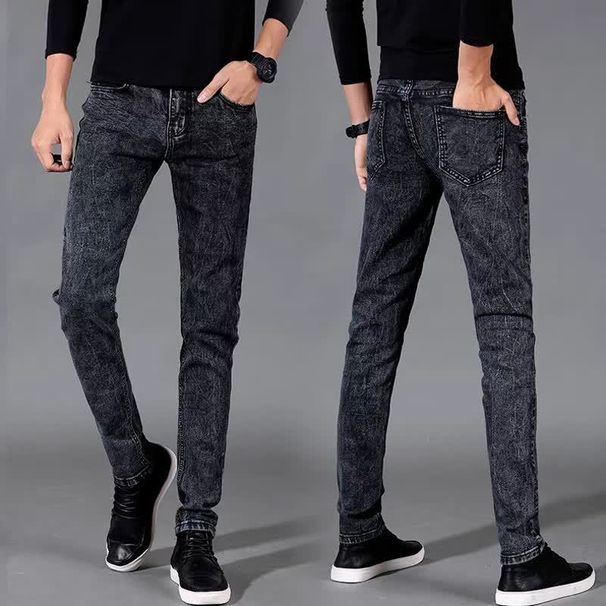 Nordmann Autumn New Men's Jeans Trendy Slim Fit Korean Style Casual Ash Gray Wear-resistant Long Pants_mkmklike.com
