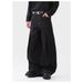 Black Denim Statement Pants – High Street Vintage Wide-Leg Jeans With 3d Pleats & Contrast Stitching_mkmklike.com