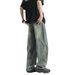 Men's Wide Leg Straight Jeans - Relaxed Fit High Street Denim Pants For Casual & Workwear (Retro Blue, Black, Teal)_mkmklike.com