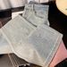 Women's Sparkly Light Blue High Waisted Jeans – Stretchy Slim Fit With Slight Flare, Heavy Duty Denim For Spring & Autumn_mkmklike.com