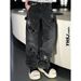 Men's Clothing Men's High Street Retro Cool Wide Leg Jeans Loose Straight Leg Five Pointed Star Patchwork Leather Long Pants Autumn Style_mkmklike.com