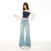 Early Spring Style Loose-fitting, Non-tight-fitting Light-colored Women's Jeans With A Slight Flare, High-waisted,_mkmklike.com