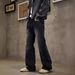 Men's Retro High Street Flared Jeans - Classic Black Straight-Leg Denim Pants For Casual Wear (Sizes 28-36)_mkmklike.com