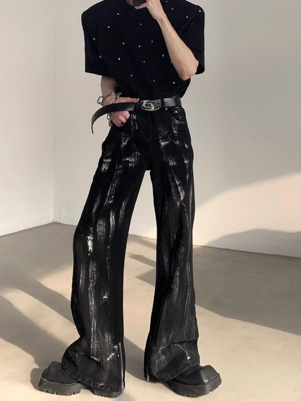 Korean Style Slim Fit Cropped Jeans For Men Mid Rise Tapered Leg Trendy And Cool Denim Pants_mkmklike.com