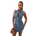 Women's Chic Sleeveless Denim A-Line Dress Corset Waist Stylish Casual Dress for Women_mkmklike.com