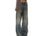 Women's High-Street Rhinestone Embellished Flared Jeans - Distressed Denim With Sparkling Details For Trendy Streetwear Look_mkmklike.com