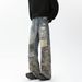Men's Retro Multi Pocket Jeans Trendy Washed Overalls Loose Straight Casual Wide Leg Pants For Spring Women_mkmklike.com