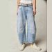 Women's Clothing Fashion Casual Women's Loose Wide Leg Pants Mid Low Waist Washed Denim Trousers_mkmklike.com