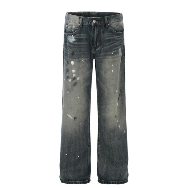 Men's Clothing Retro 2025 Hand Washed Dyed Trendy High End Design Men's Loose Straight Jeans_mkmklike.com