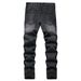 Men's Clothing Black Ripped Jeans Men's Slim Fit Ripped Jeans - Distressed Black Denim Pants With Mid-Rise Waist & Stretch Comfort For Streetwear_mkmklike.com