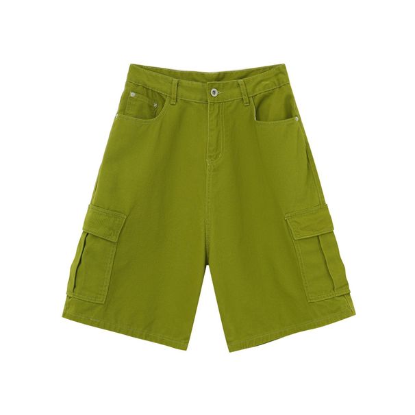 EF JEANS | 2024 Summer New American Street Simple Fruit Green Big Pocket Overalls Five-point Pants For Men And Women_mkmklike.com