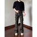 Vintage Camo Slim Fit High Waist Jeans For Women - Stretchy Denim Straight Leg Pants With Retro Wash_mkmklike.com