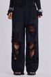 Women's Trendy Washed Distressed Printed Jeans Hip Hop Straight Leg Casual Cotton Pants For Spring/Autumn Summer_mkmklike.com