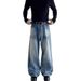 American Retro Vintage Jeans – Unisex Baggy Wide-Leg Denim Pants, Cleanfit Straight Cut For Men & Women (Vintage Blue/Black, S-XXL)_mkmklike.com