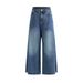 Women's High-Waisted Slimming Wide Leg Jeans Retro Pleated Design Floor-Length Blue Denim Autumn/Winter Fashion_mkmklike.com
