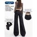 Women's American Style Dark Blue Flared Jeans Straight Leg Loose Fit plus Size Retro Low Waist Slimming Wide Leg Floor Length_mkmklike.com