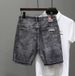 Men's Clothing Summer Thin Gray Ripped Denim Shorts Men's Style Slim Stretch Shorts Trendy Retro Pants_mkmklike.com