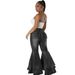 Women's Clothing Fashion Versatile Wide Leg Washed Denim Stretch Bell Pants_mkmklike.com