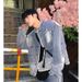 Spring Autumn New Korean Street Trendy Brand Stand Up Jacket, Washed And Used Cowboy Coat, Ins Men's_mkmklike.com