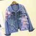 Women's Clothing Heavy Embroidery Three Dimensional Flower Ripped Denim Short Jacket Women's Loose Jacket Tops_mkmklike.com