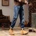 New Versatile Jeans Men's Autumn Slim-fit Elastic Large-size Jeans Men's Fat And Thin Xintang Jeans_mkmklike.com