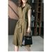 Literary Leisure Temperament Loose Large Size Women's Clothing Solid Color Waist Slimming Shirt Dress Midi Dress_mkmklike.com