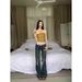 Women's Retro Hot Girl Low Waisted Skinny Jeans Distressed Washed Casual Trousers Floor Length Cotton Polyester Autumn Wear_mkmklike.com