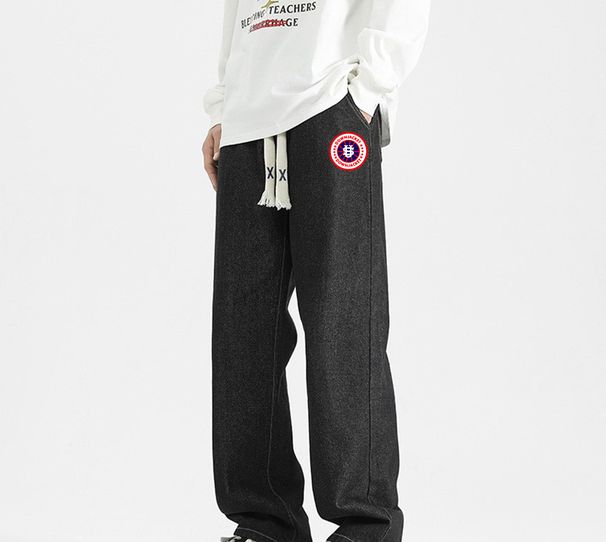 Men's Clothing Straight Leg Jeans, Spring Versatile Loose American High Street Casual US Map Long Pants_mkmklike.com