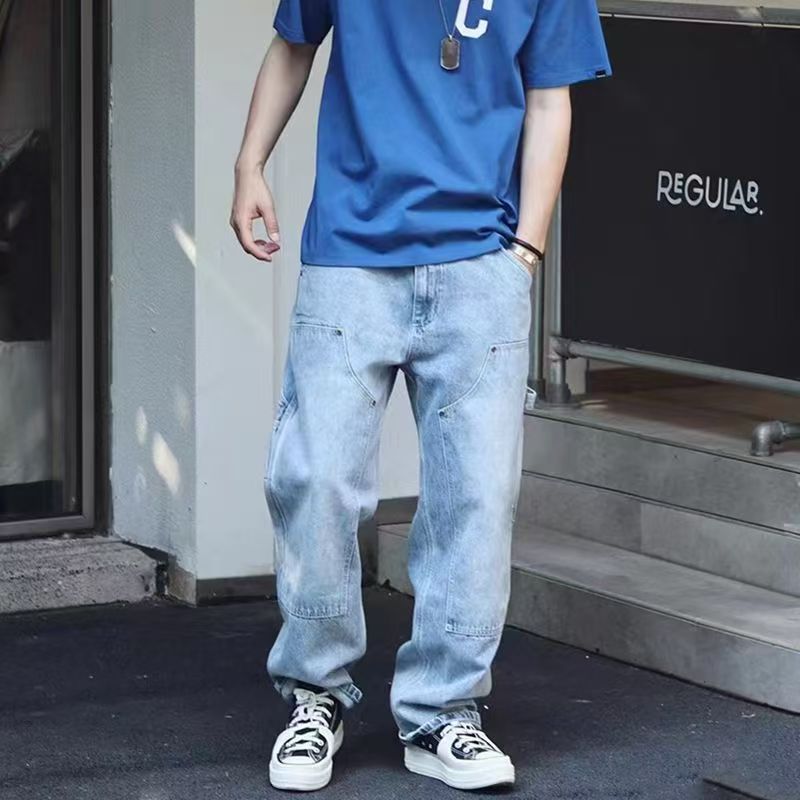 Men's Clothing Retro Wide-Leg Jeans For Men - 90s Vintage Relaxed Fit Denim Pants With Mid-Rise Comfort_mkmklike.com