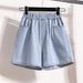 2025 Summer New A Line Thin Tencel Denim Shorts Women's Versatile Loose High Waist Wide Leg Pants_mkmklike.com