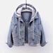 Women’s Oversized Hooded Denim Jacket – Korean Streetwear Style Distressed Long Sleeve Jacket With Large Pockets (Indigo Blue, S-3XL)_mkmklike.com