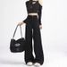 Women's Black Stretch Jeans, New Autumn And Winter Straight Wide-leg Loose Casual Pants With A High-end Design_mkmklike.com
