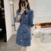 ELLE ELLE ELLE New Autumn French Style Elegant Youthful Slim Waist Slimming Denim Dress_mkmklike.com