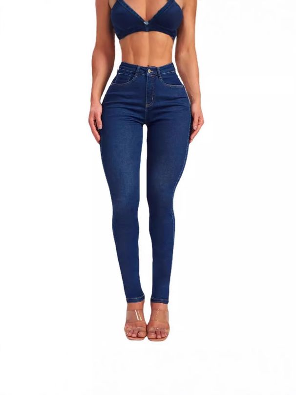 Women's High-Waisted Slim Fit Stretch Jeans - Tapered Bootcut Denim Pants In Classic Blue/Deep Blue (Office & Casual Wear)_mkmklike.com