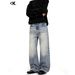 Men's Clothing Retro Washed Blue Jeans Unisex Loose Fit Vintage Washed Blue Jeans – Relaxed Straight-Leg Cleanfit Denim Pants For Men & Women (S-XXL)_mkmklike.com