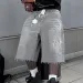 Men's Jeans Summer Casual Denim Shorts Knee Length Trendy Letter Embroidered Rhinestone Fashion Streetwear_mkmklike.com