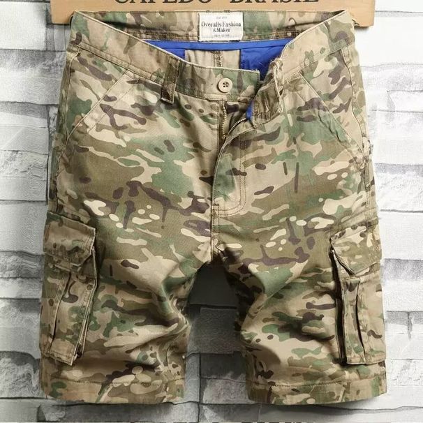 Men's Summer Thin Denim Shorts Desert Camouflage Loose Fit Casual 5-Point Mid-Length Outdoor Work Pants_mkmklike.com