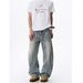 American Deconstruction Design, Vintage Curved Knife Jeans, Trendy Cleanfit Straight Leg 2025 Summer Workwear Pants_mkmklike.com