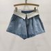 Women's Clothing Design sense of color cuffed denim shorts women_mkmklike.com