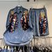 Women's Clothing Fashion Denim Shirt Tops Heavy Duty Bright Butterfly Tassel Shorts_mkmklike.com