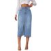 Skirts Women Mid Length Straight Skirt Slim Fit Sexy Solid High Waist Denim Hip Wrap Button Pocket Elegant Splice Summer 2025_mkmklike.com