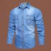 Pulse Cross-Border Foreign Trade Denim Workwear Spring Autumn European And American Washed Shirt Men's Long Sleeve Top_mkmklike.com