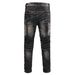 Men’s Vintage Washed Denim Jeans – Straight Leg Retro Motorcycle Style (Black, Sizes 28-42) | Distressed & Mid-Stretch For Comfort_mkmklike.com