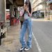 Light Blue Women's Straight Leg Jeans Low Waisted Slimming Long Legged Autumn Style Retro Sexy Denim_mkmklike.com
