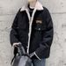 New Trendy Brand Lamb Wool Men's Autumn Winter Couple Casual Fleece Lined Thickened Fashion Denim Jacket Top_mkmklike.com