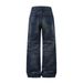 American Style Vintage Washed Denim Men's Loose Wide-Leg Drawstring Tie Casual Straight Pants Trendy_mkmklike.com