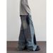 American Splashed Ink Ripped Jeans Men's High Street Lazy Style Straight Tube Loose Wide Leg Casual Pants_mkmklike.com