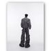 Men’s Oversized Cargo Pants – Streetwear Distressed Denim With Multi-Pocket & Zip Details, Drop-Cut Hem_mkmklike.com