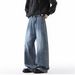 New Men's Patchwork Casual Jeans Trendy And Versatile High Street Style Retro Wide Leg Pants_mkmklike.com