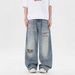 Men's Clothing Vintage Distressed Cat Whisker Jeans - Relaxed Fit Wide Leg Bootcut High Waist Denim Pants For Women_mkmklike.com